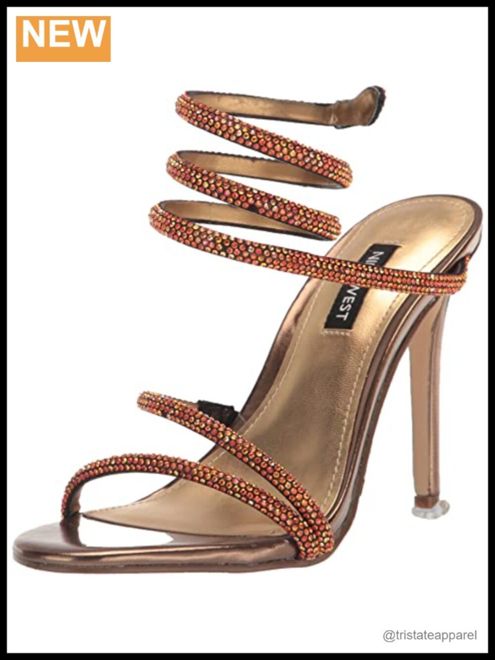 Nine West Maskil Embellished Stiletto Heeled Sandals Faux Leather